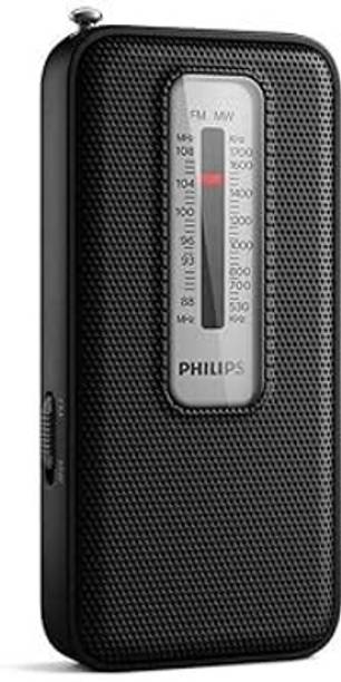 PHILIPS R1506 Portable Radio with FM/MW Mode 3.5mm Headphone Jack & Built-in Speaker FM Radio  (Black)