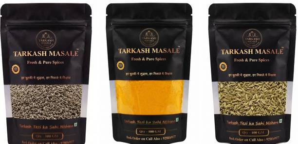 tarkash masale Ajwain + Haldi Powder + Kala Namak Whole Combo (3x100g), Combo
