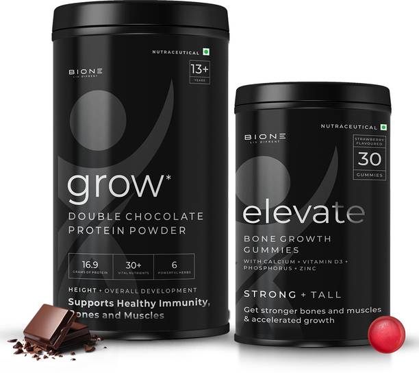 Bione Wellness Kit | Grow Powder for Height Growth & Calcium Gummies for Bone Support Combo