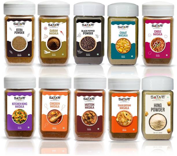 Satara All-in-One Premium Spice Box (10 Jars – 10 x 50g with 25% Extra!) Combo