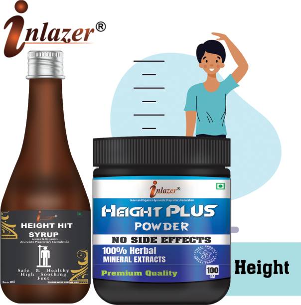 inlazer Height Hit Syrup & Height Powder Combo Remove Bones Deficiency, Height Medicine Combo