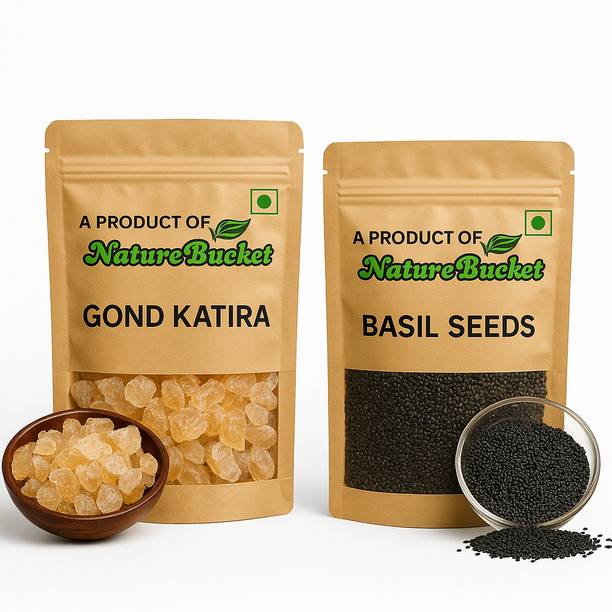 nature bucket combo of Gond katira+ Sabja Beej (Basil Seeds) 250gm Combo