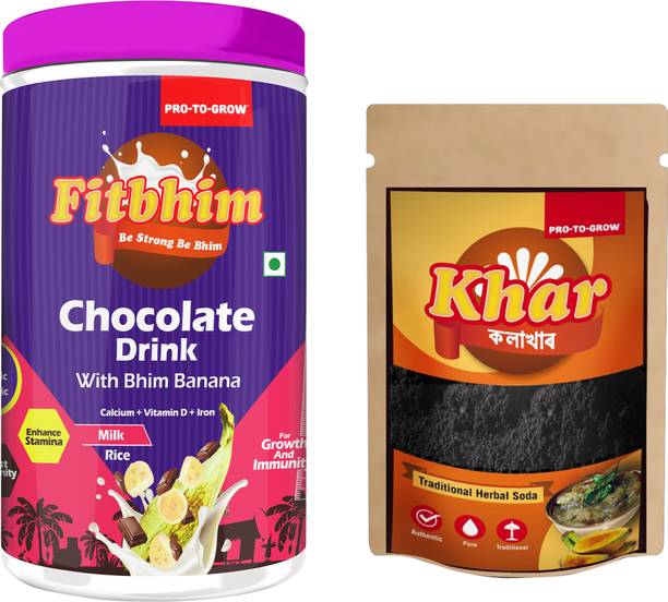 Pro-To-Grow Complete Health and Nutritional Pack of Fitbhim Chocolate & Khar,Combo Pack of 2 Combo