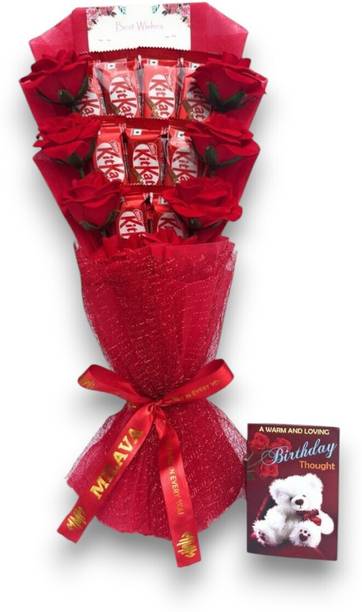 MILAVA "Sweet Love Blossoms – Chocolates & Artificial Rose Birthday Surprise Bouquet" Combo