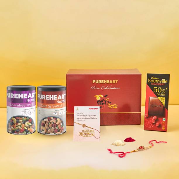 PUREHEART Mixed Dry Fruits Gift Box for Rakhi Celebration | Trail Mix, Sweet & Salt Nutmix Combo