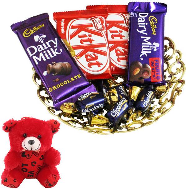 SurpriseForU Chocolate Gift | Valentine's Day Special Teddy Gift | Chocolate Gift Hamper|175 Combo