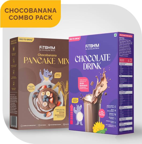Pro-To-Grow Fitbhim chocobanana Combo: Pancake Mix & Chocolate Drink for Growth & Energy Combo
