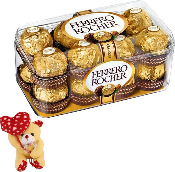 FERRERO ROCHER With Cute Heart Teddy Anniversary Gift Hamper Combo