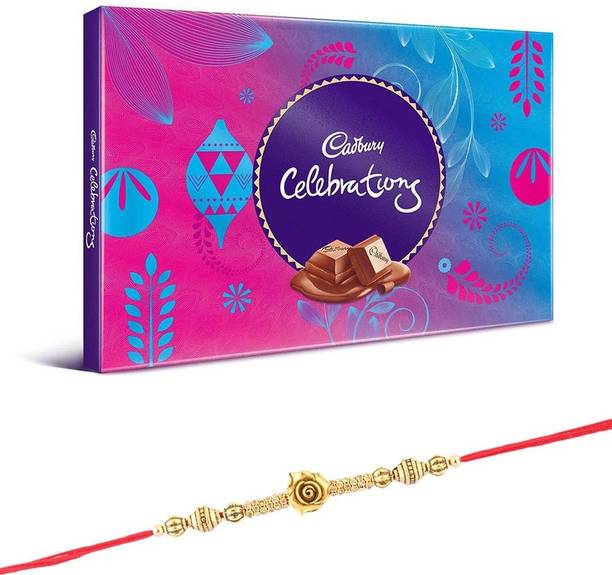 Cadbury Celebration Chocolate Hamper | Golden Rose Rakhi Gift | Chocolates | Combo