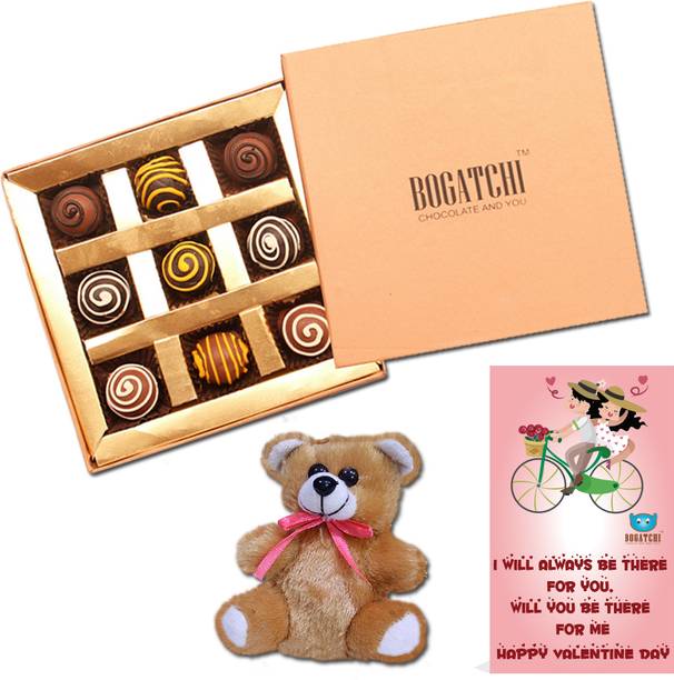 BOGATCHI BVC069 Chocolate, Teddy, Card|Valentine Special Combo Gift Set Assorted Gift Box