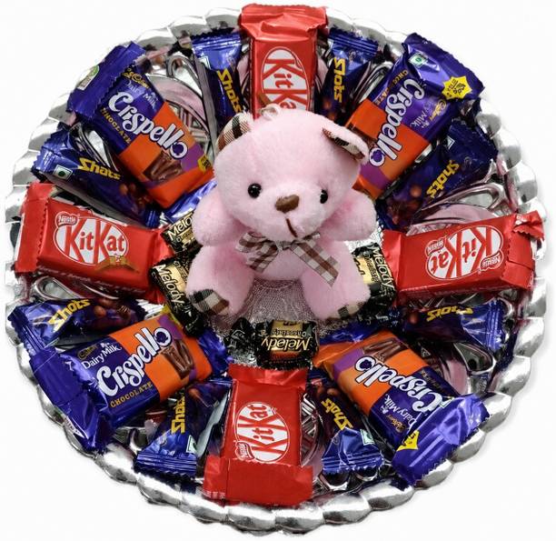 Happy Basket By Simran Chocolate & Teddy Gift Hamper-Perfect for Birthday, Rakhi, and Special Occasions Plastic Gift Box