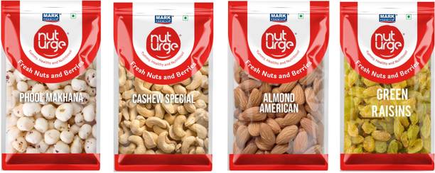 Nut Urge Makhana +Cashew+Kismish+Almond (200+200+200+200) Combo