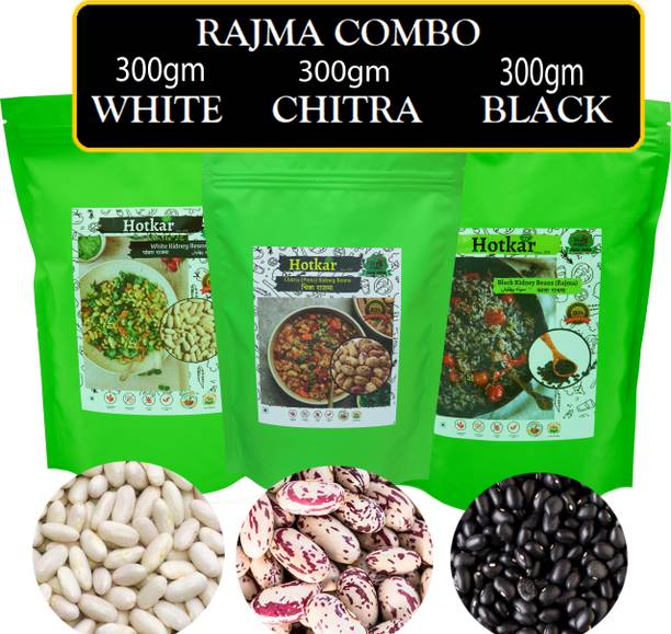 hotkar WHITE RAJMA / BLACK RAJMA / CHITRA RAJMA / 300GM EACH Combo