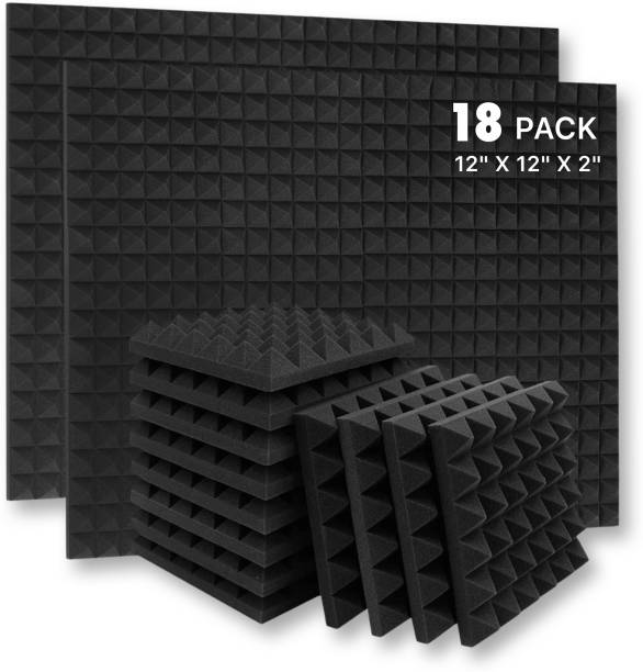 YGM Acoustic Foams Premium Grade for Noise Reduction & Absorption (Charcoal Black) (Set of 18)