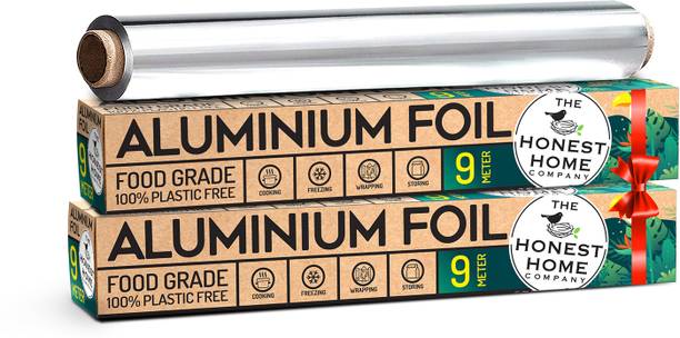 The Honest Home Company Aluminium Foil Paper Roll 18 Meter - Silver Foil Paper (9+9), 11 Micron Premium Aluminium Foil
