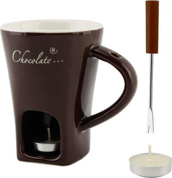 LULUBUY Personal Chocolate Melting Pot Ceramic Fondue Set
