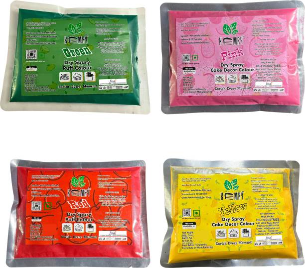 KEMRY DRY FOOD COLOUR REFILL/POUCH COMBO (PACK OF 4) Green, Pink, Red, Yellow