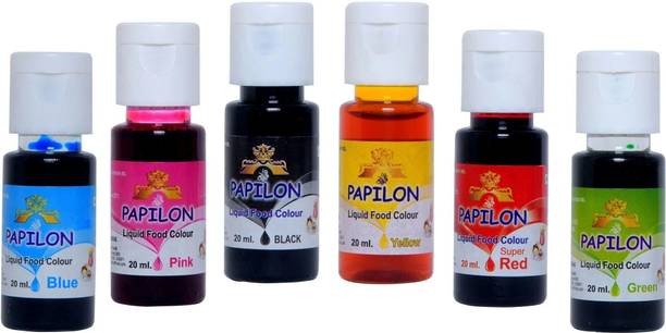 PAPILON 6 Shades Of Liquid Food Color (20 Ml X 6 Bottle) Multicolor