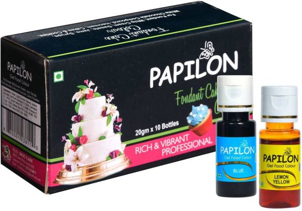 PAPILON Concentrated Gel Food Colour Pack of 20gm x 10 Bottles Multicolor