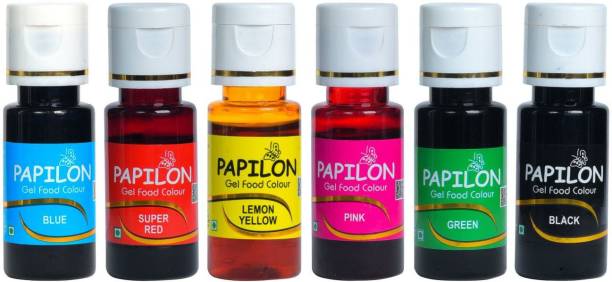 PAPILON Concentrated Gel Food Colour Pack of 20gm x 6 Bottles Multicolor
