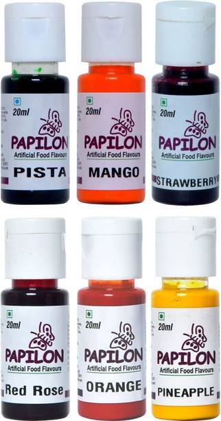 PAPILON EMULSION PACK OF 6 BOTTLES 20ML EACH Mixed Fruit Liquid Food Essence