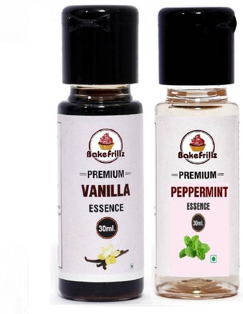 Bakefrillz Vanilla & Peppermint Food Flavour Essence (30 ml x 2) Vanilla Liquid, Liquid Food Essence