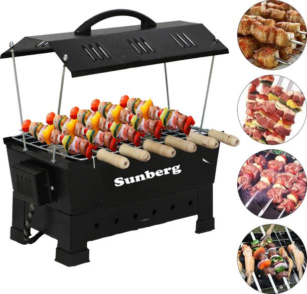 SUNBERG Portable Outdoor Barbeque Grill Toaster Electric & Charcoal Grill Oven Black Carbon Steel, multi colour Hut Shape Electric Grill Electric Tandoor Electric Grill