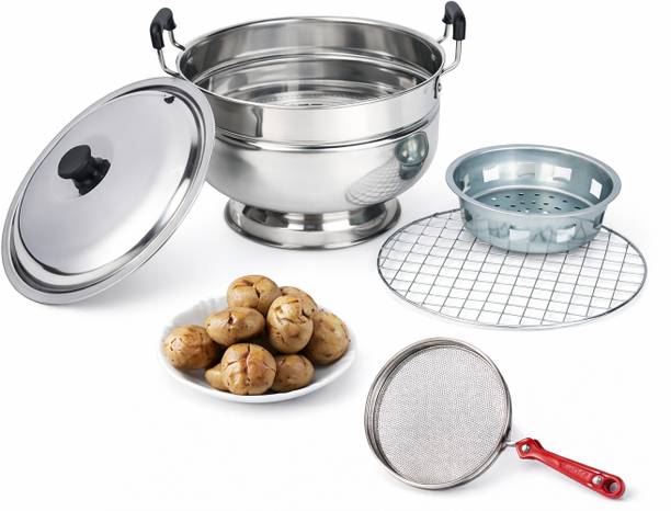 Narayani Enterprises Stainless Steel Bati Oven with Free Papad Roaster Food Steamer