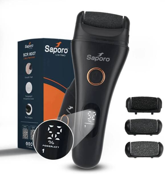 SAPORO SCR 6007 Electric Callus Remover for Feet with 3 Interchangeable Head Rollers