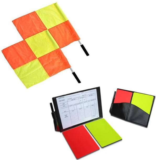 FITDEX Lineman's Referee Flag for Football,Referee Cards RED, YELLOW Score book, Pencil Football Foul Card