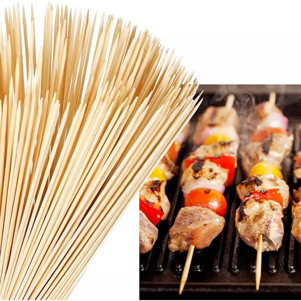 PODDAR RETAIL Bamboo Skewers/Kabab/Burger/Barbecue Sticks 8 inch For Microwave Oven Pan Grill Disposable Bamboo Roast Fork, Fruit Fork, Salad Fork Set