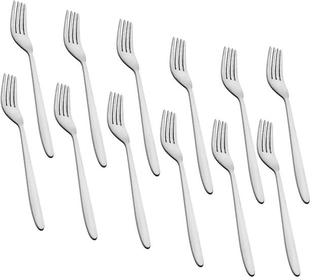 पैरेज 12 Pieces Stainless Steel Forks for Home & Kitchen, Fruit Fork for Dining Table, डिस्पोज़ेबल सेट