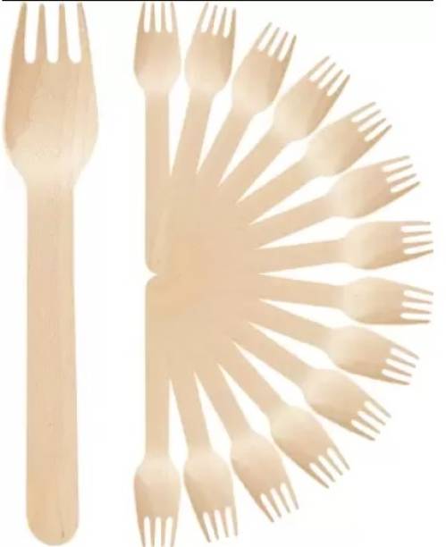 Shop & Shoppee Wooden Forks Biodegradable and Eco-Friendly Dinnerware Disposable Wooden Dessert Fork, Dinner Fork, Fruit Fork, Salad Fork, Roast Fork Set