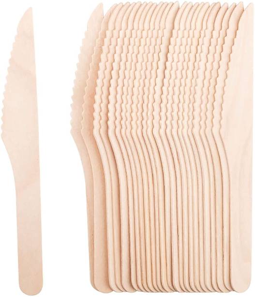 KHAANA PACKAGING 50 Pc Wood Knife Set 160mm Wood Knife Disposable Wooden Knife, Eco Friendly Cake Cutting Knifes 50pc