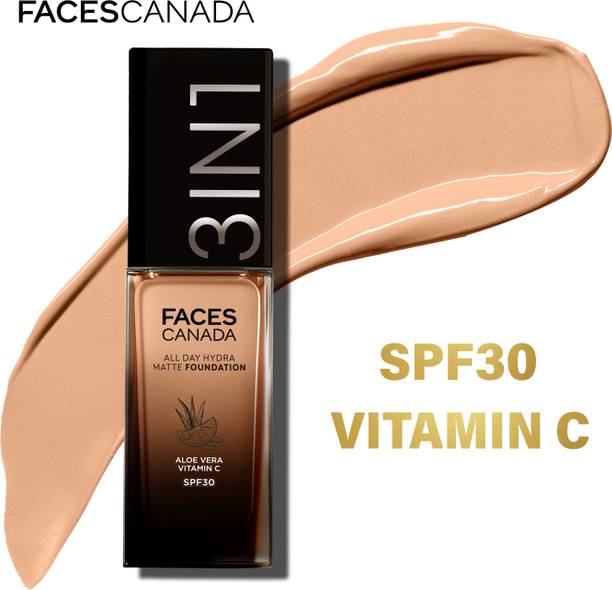 FACES CANADA All Day Hydra Matte Foundation | 3 in 1 - Foundation + Moisturizer + SPF 30 Foundation