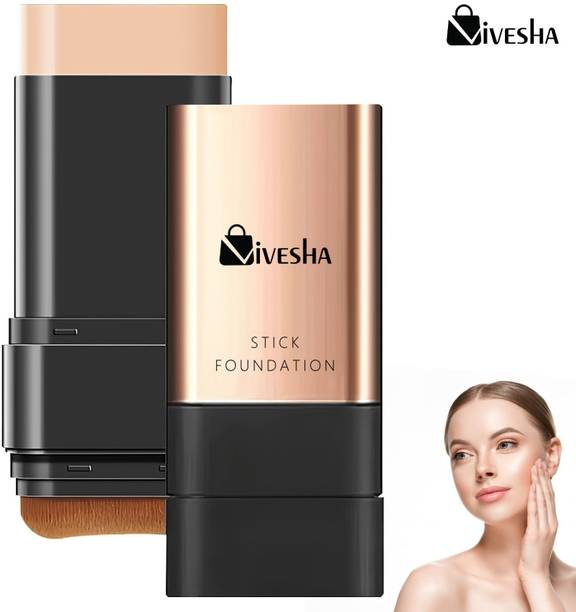 Vivesha 2 in 1 Luxury Anti-Wrinkle Foundation Stick, Long-Lasting With Brush 1 Pcs Foundation