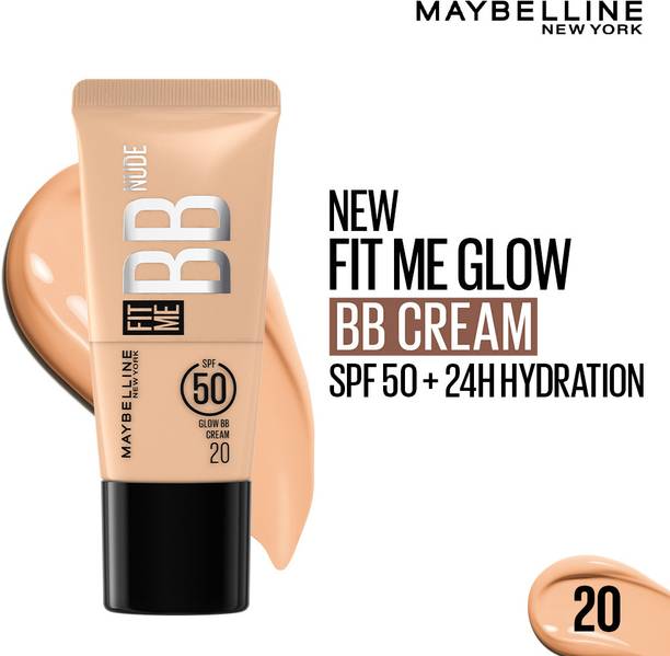 MAYBELLINE NEW YORK Fit Me Glow BB Cream, SPF 50, 24H Hydration, Niacinamide Foundation