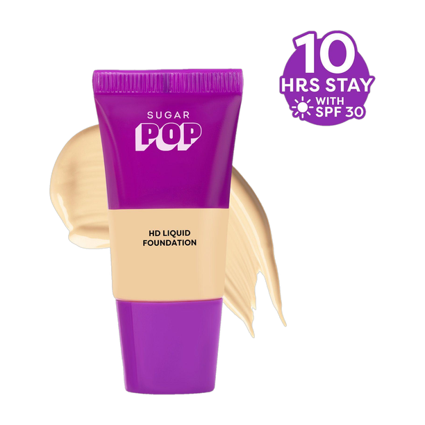 SUGAR POP HD Liquid Foundation Tube with SPF 30 | Lasts upto 10hrs | Full Coverage Foundation