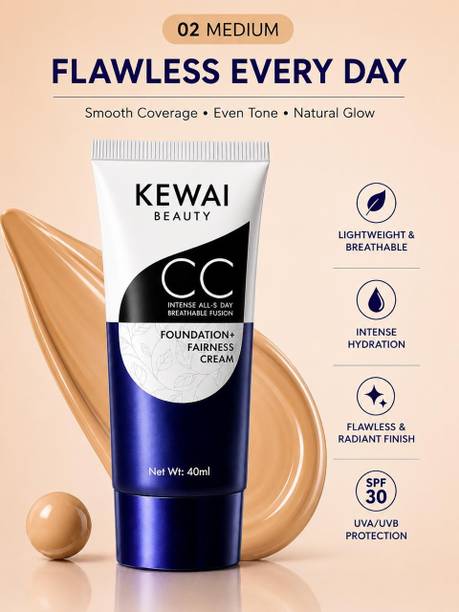 KEWAI BEAUTY CC Cream Foundation+ Fairness SPF 30 | Lightweight & Hydrating | Foundation