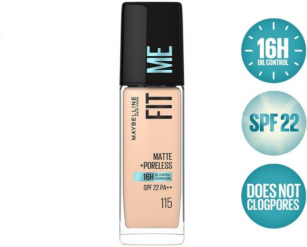 मेबेलाइन न्यू यॉर्क Fit Me Matte+Poreless Liquid Foundation (With Pump & SPF 22) Foundation