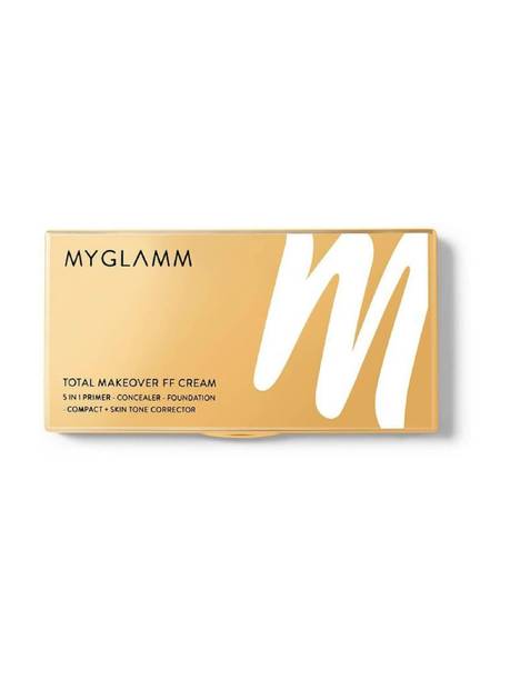 MyGlamm Total Makeover FF Cream, 5 in 1 Primer-Concealer-Foundation-Compact Palette Foundation