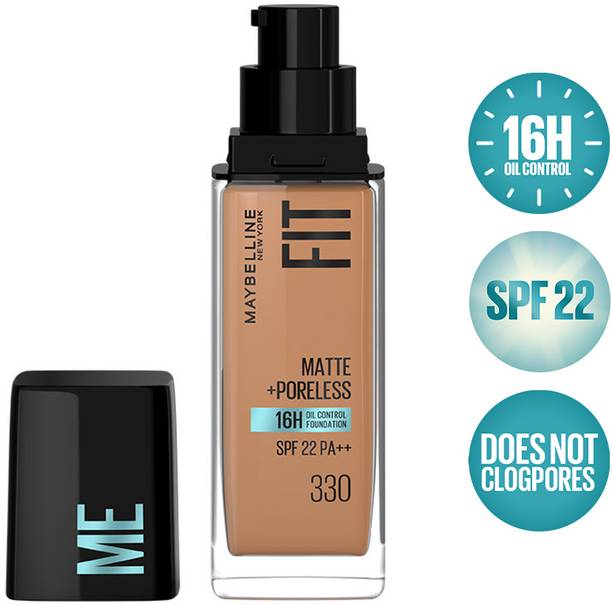 MAYBELLINE NEW YORK Fit Me Matte+Poreless Liquid Foundation (With Pump & SPF 22), 330 Toffee Foundation