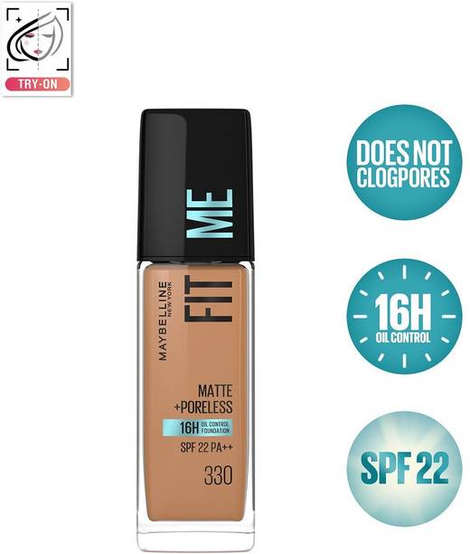 MAYBELLINE NEW YORK Fit Me Matte+Poreless Liquid Foundation (With Pump & SPF 22), 330 Toffee Foundation