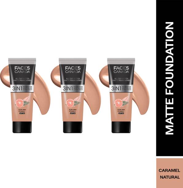 FACES CANADA All Day Hydra Matte (Mini) Pack of 3 (15ml x 3)| 3 in 1 Moisturizer + SPF 30 + Foundation