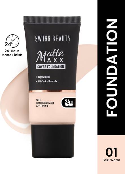 SWISS BEAUTY Matte Cover Foundation With Hyaluronic Acid & Vit- E | Oil-Control Foundation