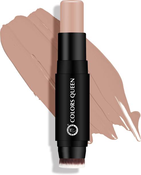 COLORS QUEEN Fix & Blend Matte Foundation Stick with Inbuilt Brush, Medium to Full Coverage Foundation
