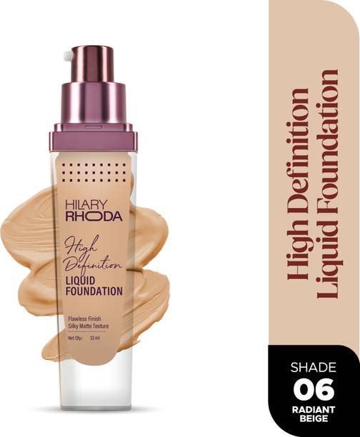 Hilary Rhoda High Definition Foundation | Hides Pores & Blemishes | Blendable & Matte Formula Foundation