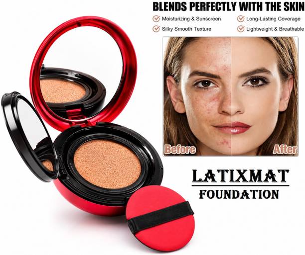 Latixmat Red Cushion Foundation,Full Coverage, Skin Fit, Satin Glow Finish/NATURAL/ Foundation