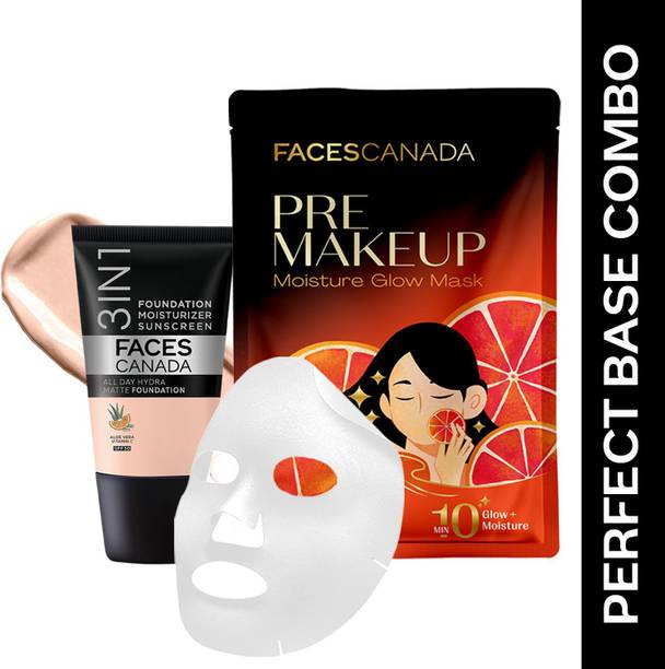 FACES CANADA Pre-Makeup Moisture Glow Sheet Mask (20g) + Hydra Matte Mini Foundation