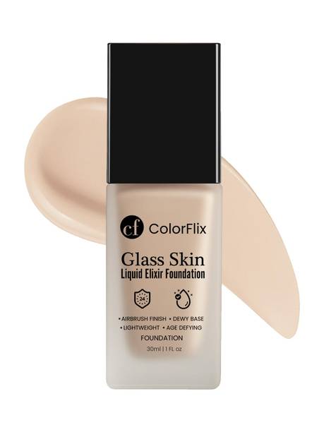 ColorFlix Glass Skin Liquid Elixir Foundation – Airbrush Finish & Dewy Base Foundation